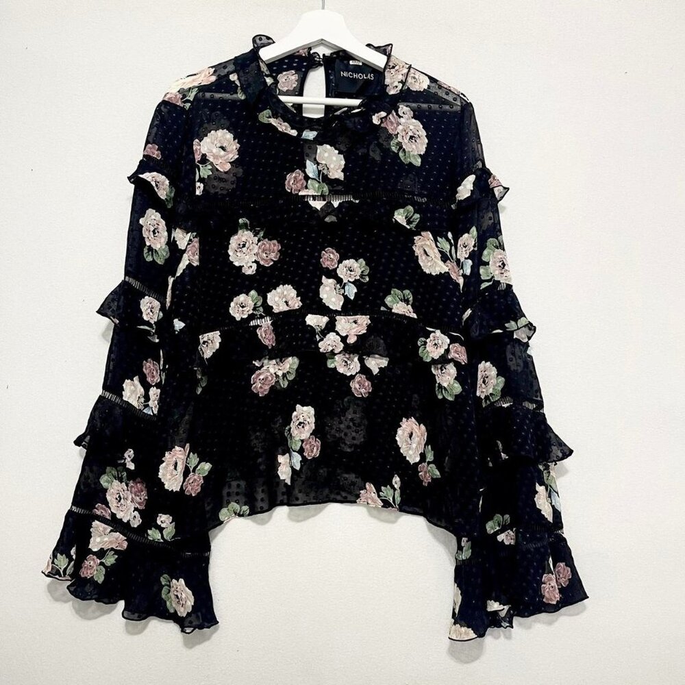 Nicholas Silk roses fairy blouse size 12